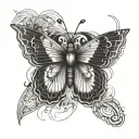 butterfly with tattoo wings on fire and evil tattoo design idea