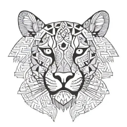 aztec jaguar surrounded tattoo design idea