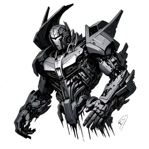 biomech skin rot with transformers arm under skin tattoo design idea