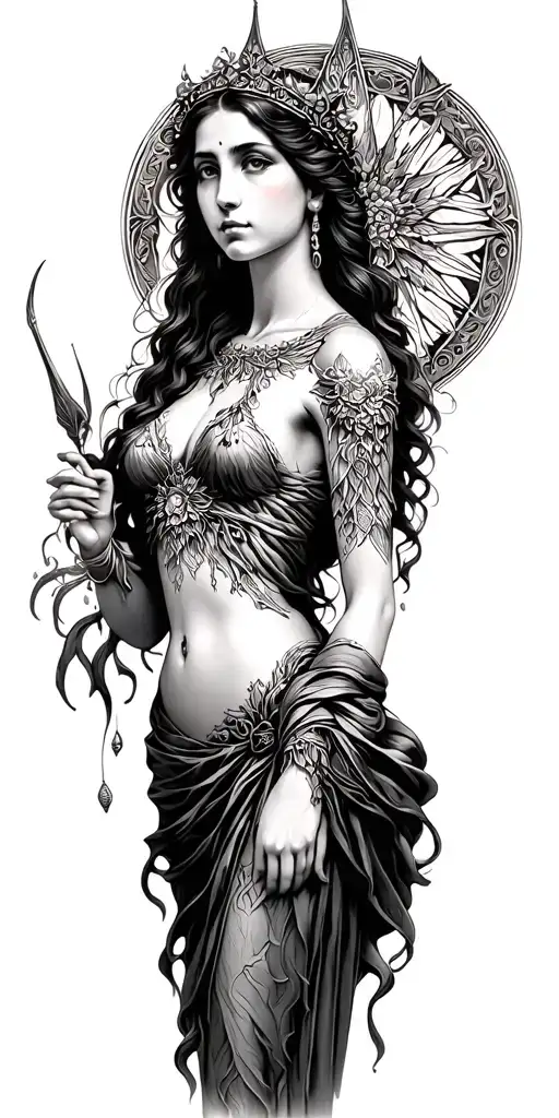 goddess Artemis tattoo design idea
