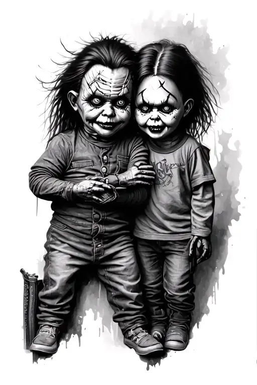 Freddy Krueger and chucky doll tattoo design idea