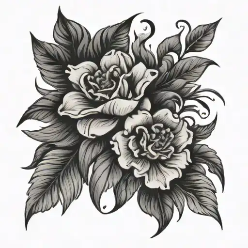 Masculine Floral tattoo design idea