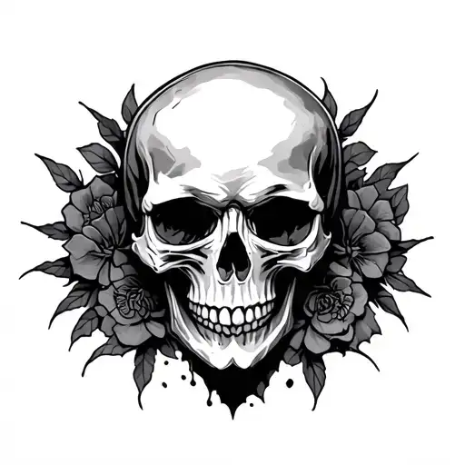 Skull Mysterious and Dark tattoo design idea