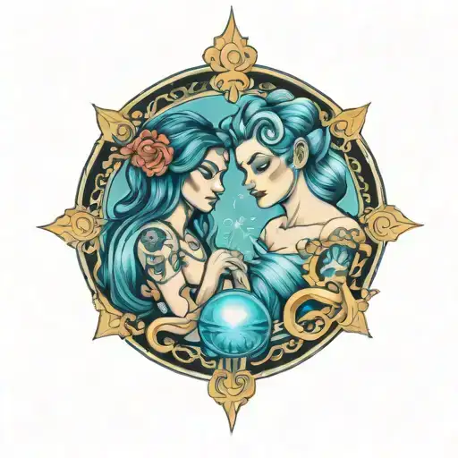 Aquarius and Gemini sisters tattoo design idea