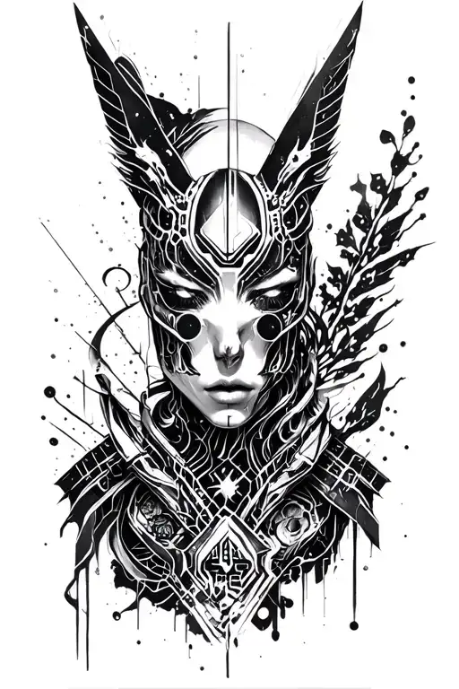 cyberpunk style tattoo design idea