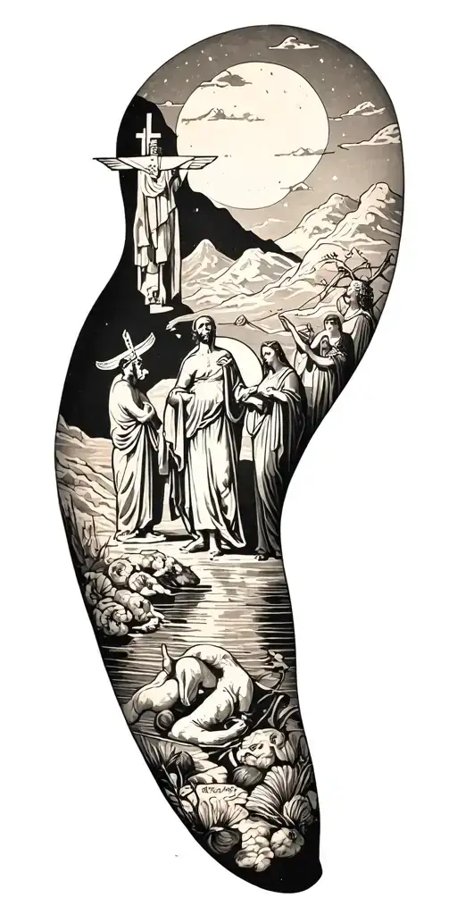 Christian sleeve depicting stories from the old testament  tattoo design idea