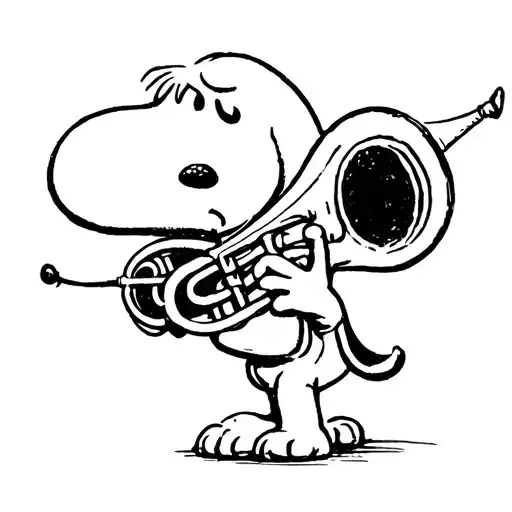 snoopy playing french horn tattoo design idea