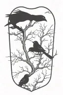 3 little birds silhouette on a branch tattoo design idea