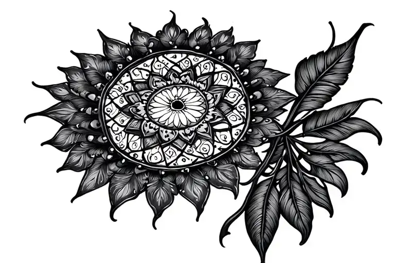 mandala lace sun dream catcher tattoo design idea