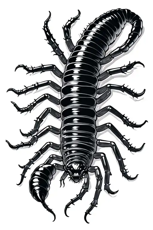 creepy dark centipede crawling tattoo design idea