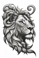 lion with hearts intertwined on body  tattoo design idea