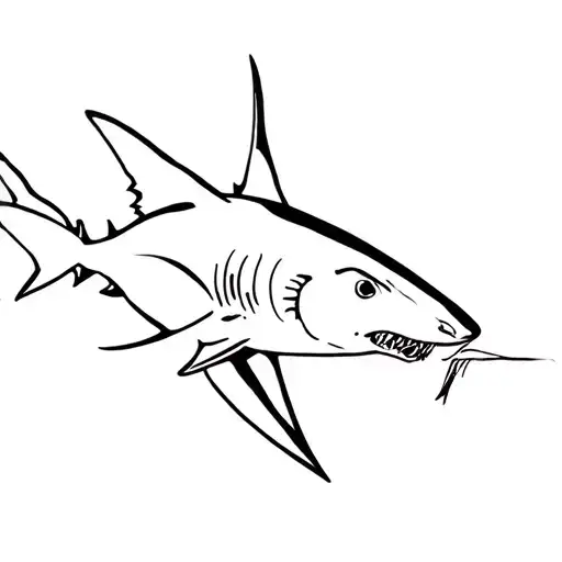 black tip shark eating tattoo design idea