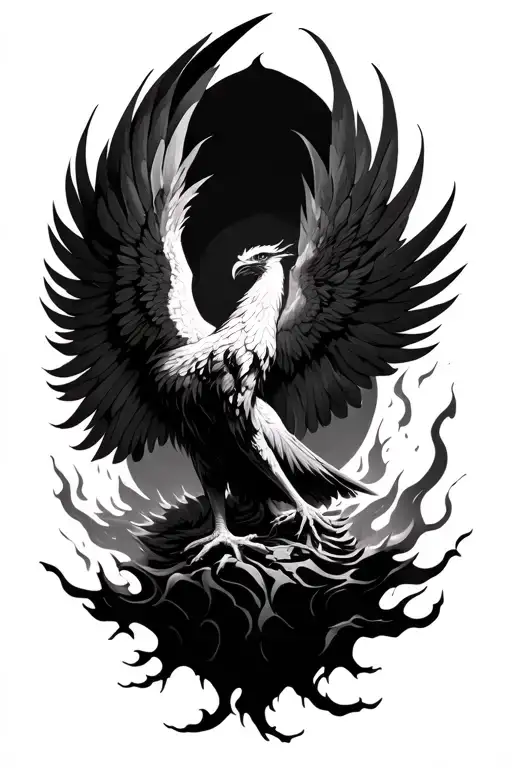 Phoenix rising from ashes tattoo design idea