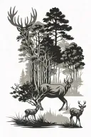 forest path deer tattoo design idea