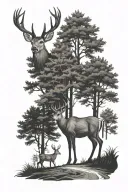 forest path deer tattoo design idea