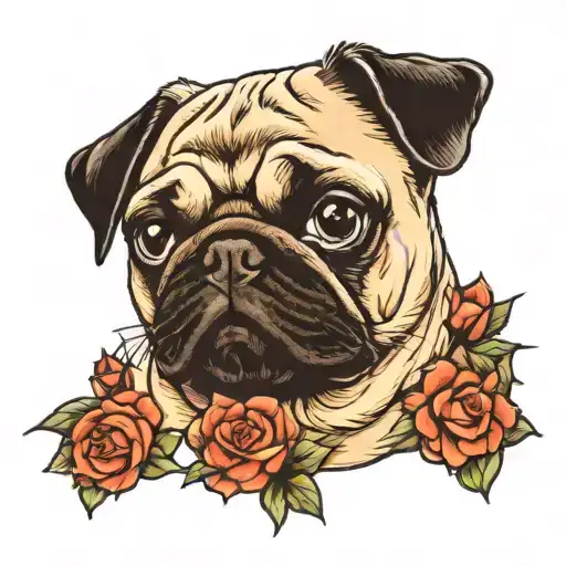 pug dog tattoo design idea