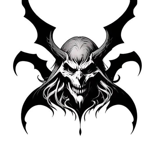 Create a tattoo design that whispers evil spirits transmuting darkness tattoo design idea