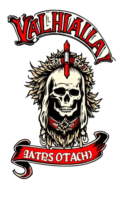 Valhalla word art tattoo design idea