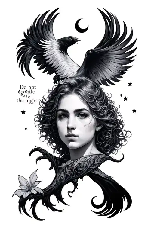 centered around the poem 'do not go gentle into the night', incorporate helping others and leadership into the design tattoo design idea