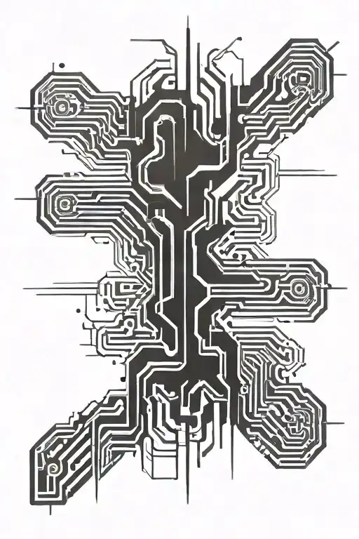 Spinal tattoo of a circuit tattoo design idea