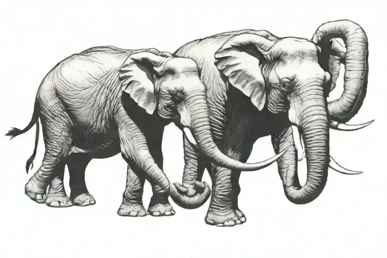 elephants holding trunks tattoo design idea