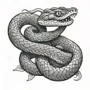 Two-headed snake coiled around apple  tattoo design idea