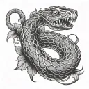 Two-headed snake coiled around apple  tattoo design idea