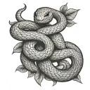 Two-headed snake coiled around apple  tattoo design idea