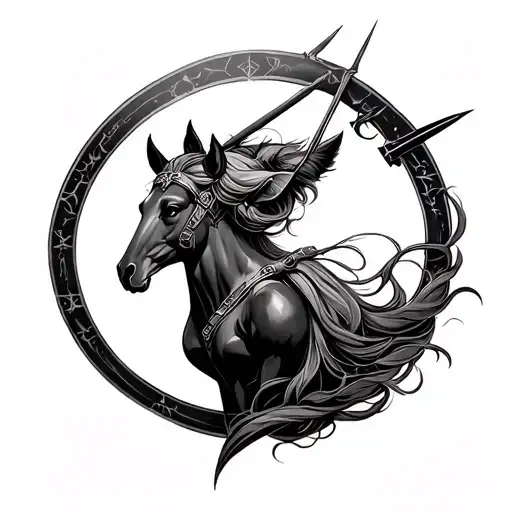 Sagittarius as a protective female tattoo design idea