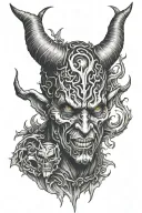 devil satanism face tattoo design idea