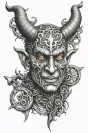 devil satanism face tattoo design idea