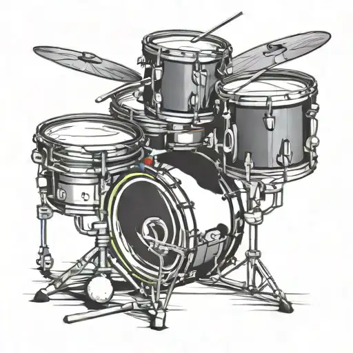 Design a tattoo of a drum set with baseballs as drum heads, symbolizing the client's love for both drums and baseball tattoo design idea