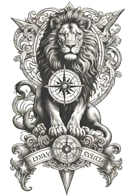 I have tattoos on my forearm, a lion and triangle on one side, and on the other side I have a compass, scroll, anchor, the tattoo design idea