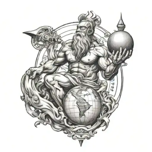 God atlas holding the world and civil engineering tattoo design idea