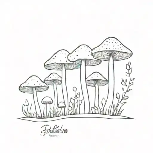 mushrooms Forest tattoo design idea