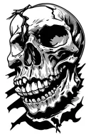 skull with broken jaw skull 45 degree angle tattoo design idea