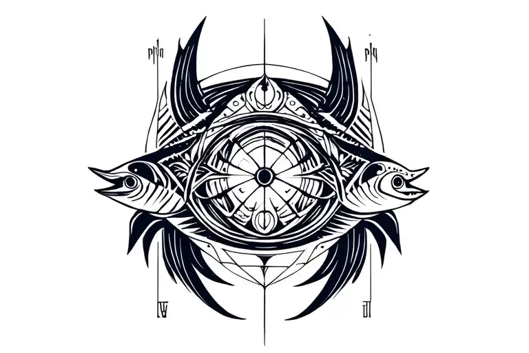 pisces, cancer, virgo zodiac sign intertwined tattoo design idea