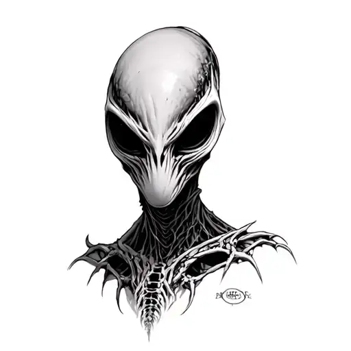 HR Giger aliens realistic tattoo design idea