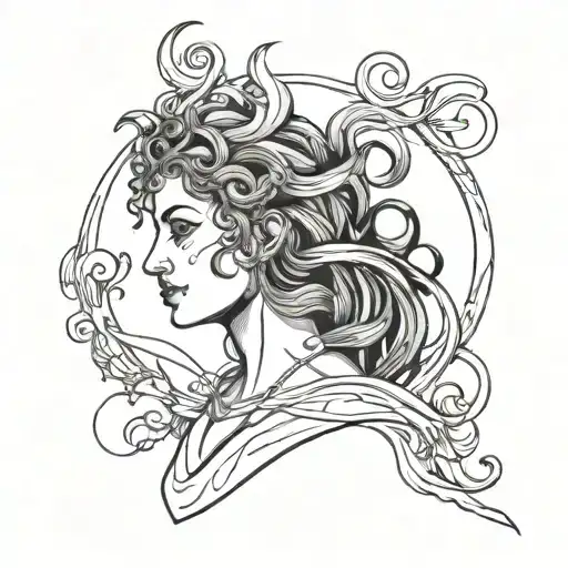 terpsichore, continuous line tattoo design idea
