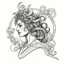 terpsichore, continuous line tattoo design idea