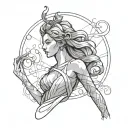 terpsichore, continuous line tattoo design idea