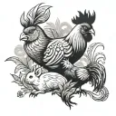 rabbit pig and rooster tattoo design idea