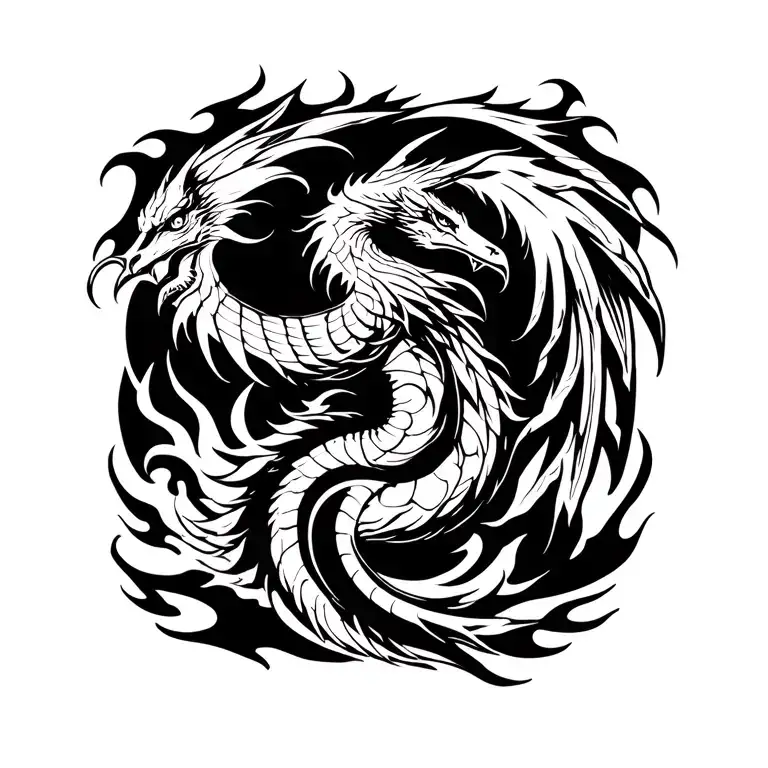cobra Phoenix rising from ashes tattoo design idea