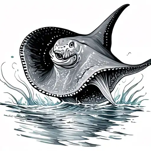 stingray and ocean  tattoo design idea