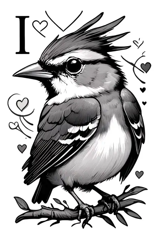 sparrow, i love you sign language, enneagram tattoo design idea