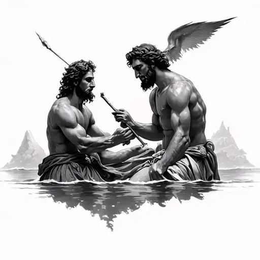 Odysseus meeting acilles tattoo design idea