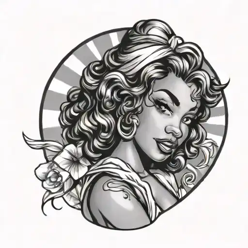 black woman pin up girl leaning tattoo design idea