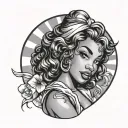 black woman pin up girl leaning tattoo design idea