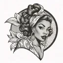 black woman pin up girl leaning tattoo design idea