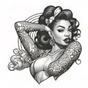 black woman pin up girl leaning tattoo design idea